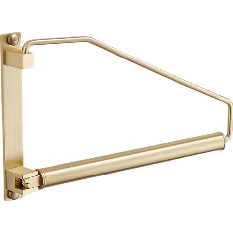 Portant à vêtements Mural rétractable Peu encombrant, pour buanderie et Placard, doré brossé, en Laiton, 30,5 cm
