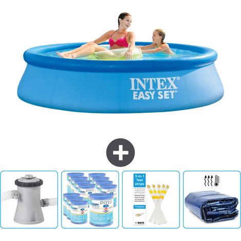 Intex runder aufblasbarer Easy Set-Schwimmpool – 244 x 61 cm – Blau – Inklusive Zubehör CB86 (1/4)