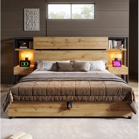 Cama matrimonio con almacenaje y USB MDF 180x200 DESVIAE (1/5)