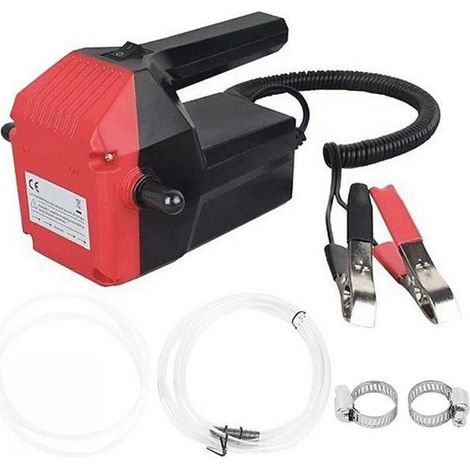 Pompe vidange huile moteur, 12V pompe essence, pompe electrique gasoil à huile résistantes à la corrosion, pour voiture, bateau, moto, comprend des instructions et des chiffons d'huile (Rouge)-DOU