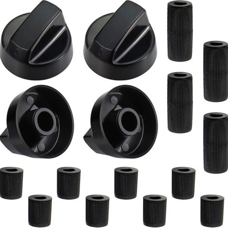XEPHO 4 Boutons de Gazinière Universels avec 12 Adaptateurs pour Four et Cuisinière, Kit de Remplacement pour Plaque de Cuisson, Noir, Compatible Toutes Marques (1/5)
