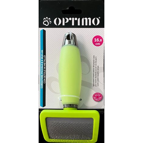 OPTIMO SPAZZOLA PER ANIMALI MANICO IN SILICONE E SETOLE IN METALLO VERDE 16.8 CM (1/2)
