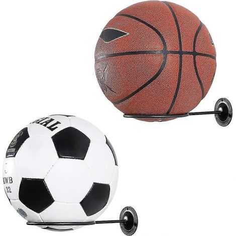 Wandmontierte Ballhalter, 2 Stück, Ballregal, platzsparend, Wandmontage, Aufbewahrung, Fußball-Schlafzimmerzubehör (schwarz)