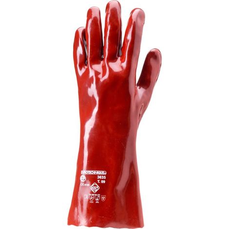 Gants EUROCHEM pvc rouge 36cm traité Sanitized - COVERGUARD - 3636 (1/2)