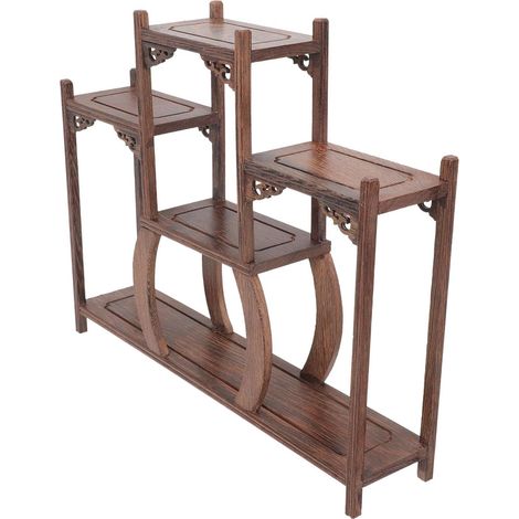 Présentoir pour Décoration Intérieure Style Antique en Bois Marron Étagère de Rangement Jade Crafts en Plastique , Meuble Simple et Généreux pour Objets D'art (1/5)