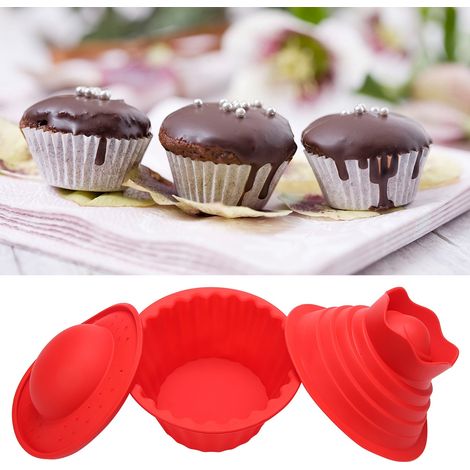 Lot de 3 moules à gâteaux en silicone alimentaire, moules à glace, à pain et à mousse, ustensiles de pâtisserie rouges (1/5)