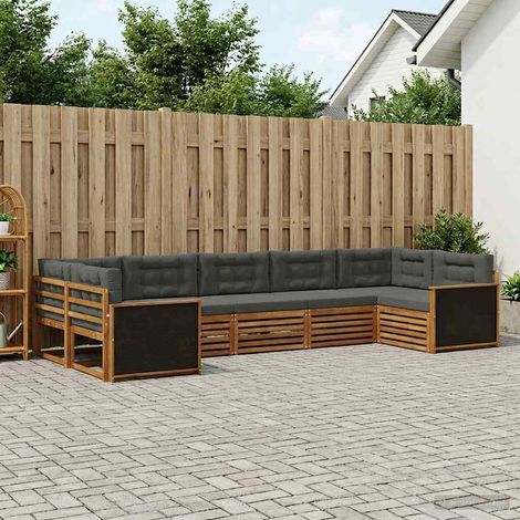 vidaXL Outdoor-Sofagarnitur mit Kissen 7 pcs Natur und Anthrazit (1/5)