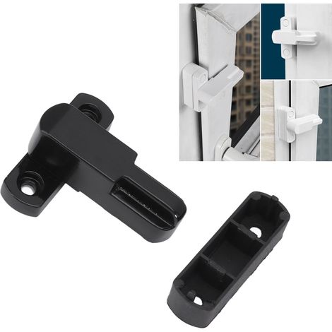 Cerradura de ventana en forma de T fabricada en aleación de aluminio: cerradura de seguridad para ventanas correderas, bloqueo de seguridad infantil, color negro: fácil instalación, alta durabilidad. (1/5)