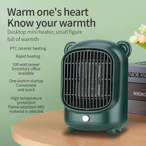 Mini chauffage cartoon bureau, petit radiateur électrique mignon pour maison, appareil de chauffage compact (1/5)