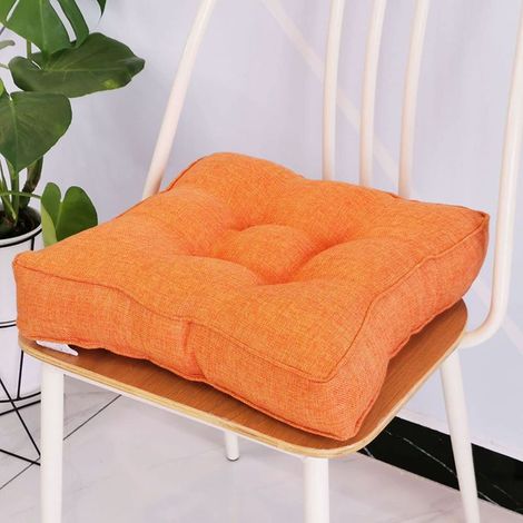 1 Coussin de chaise, 40x40x10 cm, coton doux, épaisseur 10 cm, orange, pour jardin, bureau, salle à manger (1/5)