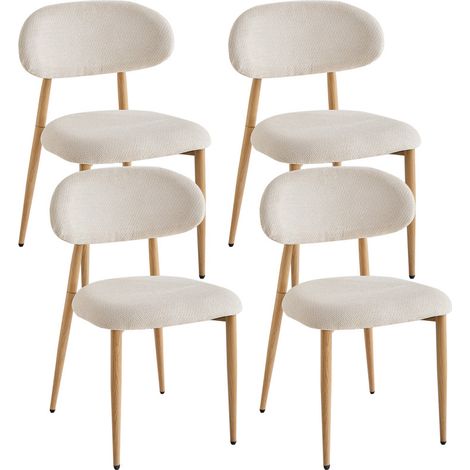 Wokaka Pacchetto di 4 sedie – Sedia da pranzo in lino – stile scandinavo minimalista – per soggiorno e cucina – Beige