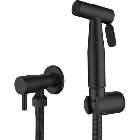 Rociador de bidé portátil negro, grifo de inodoro, acero inoxidable, baño frío, Jet Set (1/4)