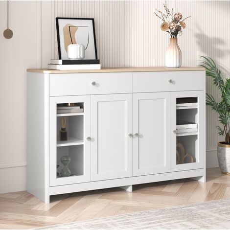 Credenza madia con 2 cassetti 4 ante in MDF bianco OKMYHOME (1/5)