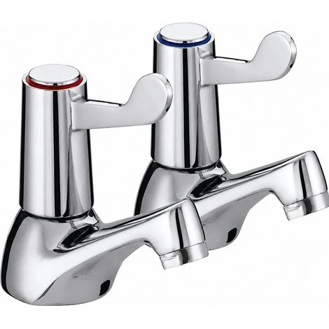 Robinets de lavabo en laiton chromé, quart de tour, paire de robinets de salle de bain (1/5)