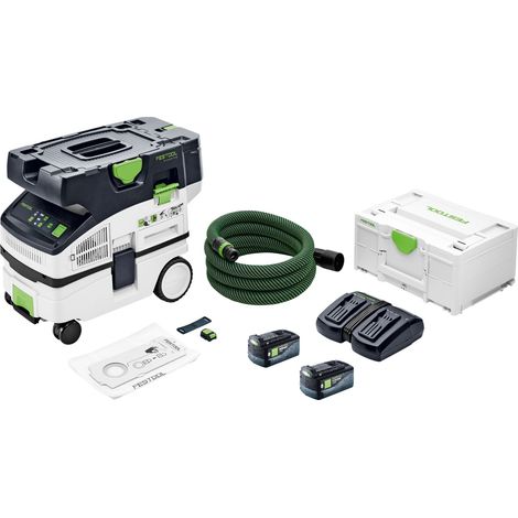 Festool CTLC MINI I-Basic Akku Absaugmobil 36 V ( 2x 18 V ) Staubkl. L + 2x Akku 5,0 Ah + Doppelladegerät + Systainer
