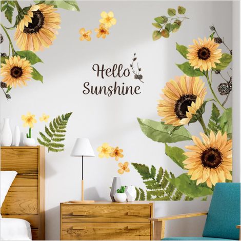 Autocollants tournesol 3D - Décoration murale à décoller et à coller - Décoration murale pour salle de bain, chambre à coucher, chambre d'enfant, camping-car, porte de douche (1/5)