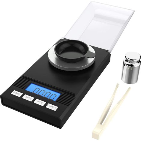 Mini bilancia da cucina elettronica, precisione 0,001 g/50 g, display LCD, bilancia per gioielli con accessori