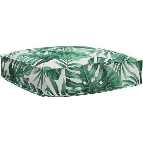 Coussin à motif de feuilles, 60 x 60 x 12 cm, tissu Oxford (1/5)