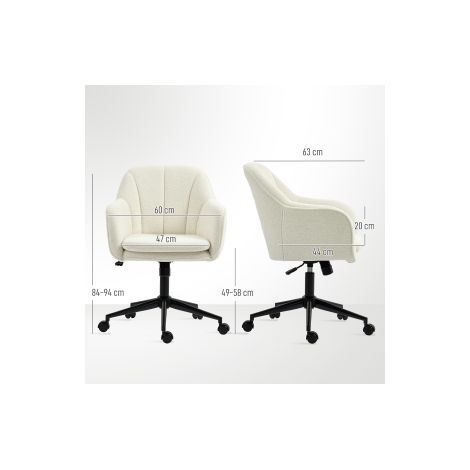 Fauteuil de bureau en tissu aspect velours, chaise de maquillage avec dossier courbé, pour chambre, salon, beige (1/5)