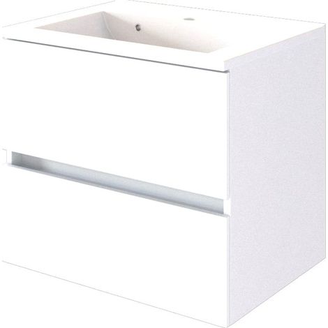 Waschtischunterschrank inkl. Waschbecken 60 cm ARLON-03 matt weiß BxHxT 60x56x47 cm (1/3)