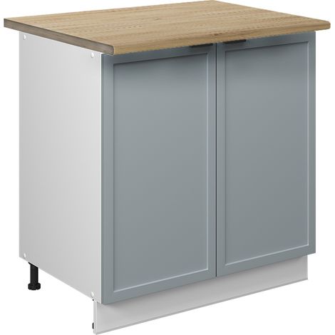 Mobile lavello cucina Fame-Line, Blu-grigio chiaro, 80 cm con ripiano, PL Rovere, Vicco