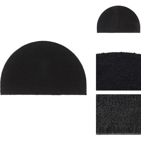 Tapis de porte noir demi-rond 50x80 cm fibre de coco touffeté - Tapis D'entrée - Paillasson - Fibre De Coco - Antidérapant - Résistant (1/5)