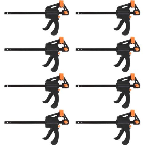 Lot de 8 colliers de serrage rapides de 10,2 cm - Pince F légère pour le travail du bois, pince à cliquet F à une main et colliers de serrage E-Z (1/5)