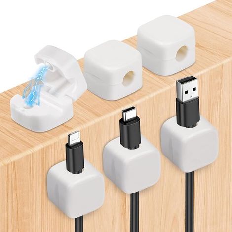 18 clips magnéticos para cables，organizador de cables，soporte adhesivo fuerte para cables de escritorio (1/5)
