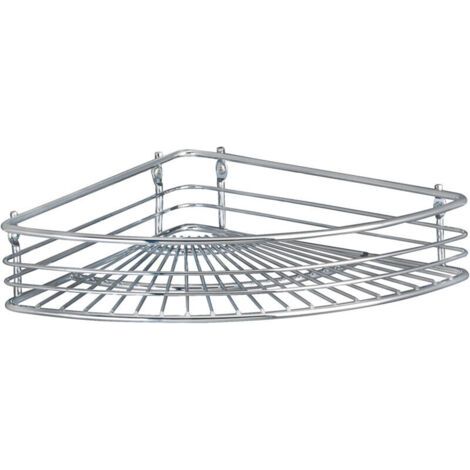 Étagère d'angle WENKO Milano chromée 31,5 cm avec vis pour rangement salle de bain angle étagère murale salle de bain design en métal robuste et durable parfaite pour les coins et vos soins quotidiens (1/5)