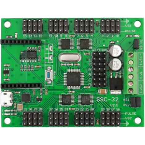 Controlador de servomotores multicanal SSC32-V2.5 de 32 canales con interfaz USB XBEE, compatible con PC-MAC LINUX para arañas hexápodas y robots bípedos. (1/5)