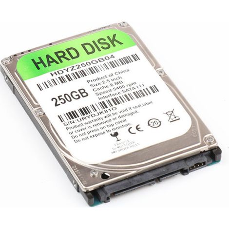 Beyamis Disque dur mécanique 2,5 pouces SATA III pour ordinateur portable, 250 Go, cache 8 Mo, vitesse de 5 400 tr/min (1/5)