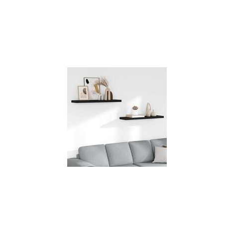 Mensole sospese, set da 2, nere, 90 x 23,5 x 3,8 cm, MDF - Crezuo (1/4)