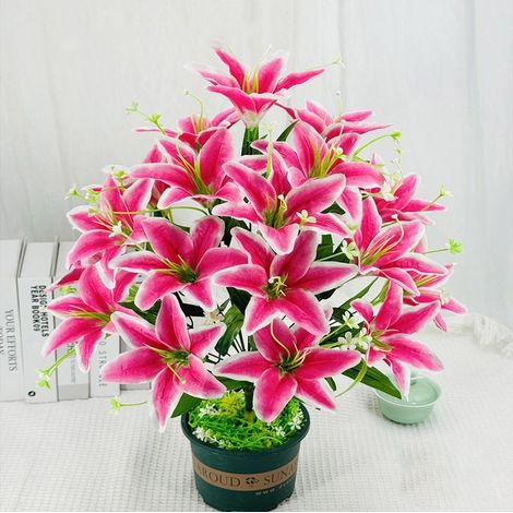 Fleurs Artificielles pour Toutes Saisons - Bouquet de Lys pour Décoration Événementielle, Maison et Jardin(Vase Non Fourni) (1/3)