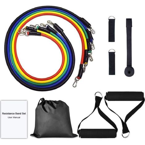 TRADE SHOP - Set Bande Elastiche Resistenza Borsa Maniglie Ancoraggio Porta Cinghie Puntapiedi - (1/5)