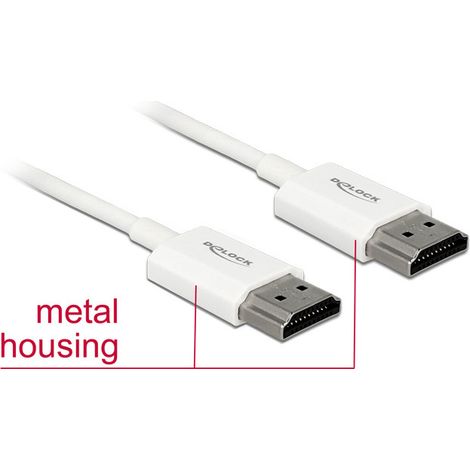 Câble HDMI avec Ethernet DeLOCK - 4.5m - Triple blindage - Blanc - Support 4K