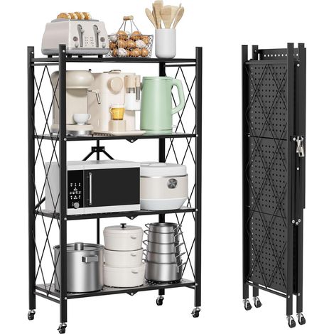 Pliable Etagere Rangement, 4 Niveaux d’étagère en métal pour Le Stockage, Etagere Rangement Garage, Cuisine, Bureau, Garde-Manger (1/5)
