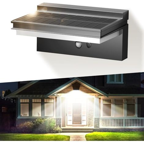 Lampe Solaire Extérieur Détecteur de Mouvement, 4400mAh 1500 LM Très Lumineux Lumière Murale Extérieure, Étanche IP65 Applique Solaire Exterieur 4 Modes pour Jardin, Garage, Blanc Froid [Classe énergé