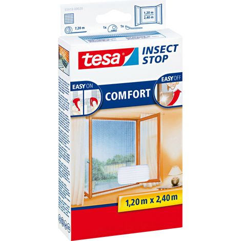 TESA Fenster-Moskitonetz Weiß 1,2 m x 2,4 m Komfort