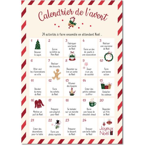 Calendrier de l’Avent affiche – 24 activités familiales avant Noël – Poster A4 en papier brillant 250g – Fabrication française – Adzif.Biz Le Sticker De Decoration (1/5)