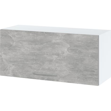 Meuble haut SLIM de cuisine Bellissi Beton Naturel 1 porte relevable L 80 cm - Porte avec poignée apparente Grey (1/5)