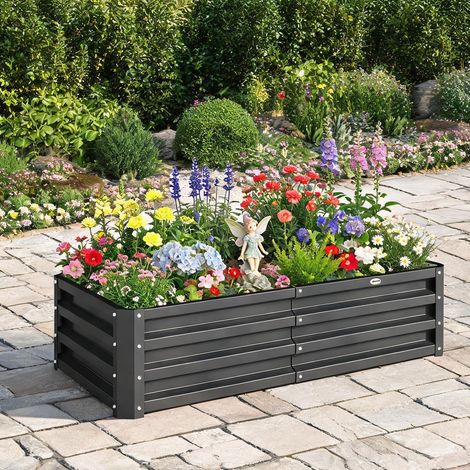 Porte-plantes coloris gris en verzinkter acier 120 x 60 x 30,5 cm (1/5)