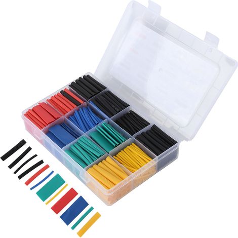 Packung mit 530 farbigen Schrumpfschläuchen, 2:1 wasserdichte Isolierschläuche in einer Box (1/5)