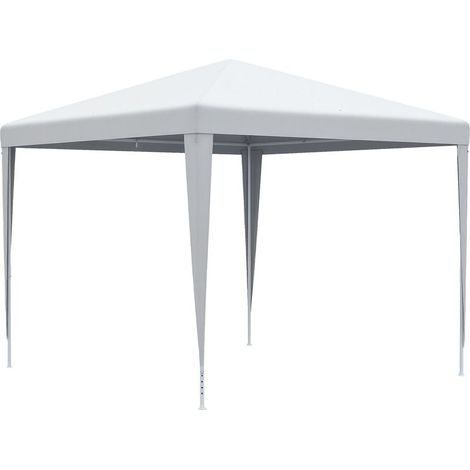 Tonnelle 2,7 x 2,7 m Barnum de Jardin métal époxy Toile PE Haute densité Blanc (1/5)