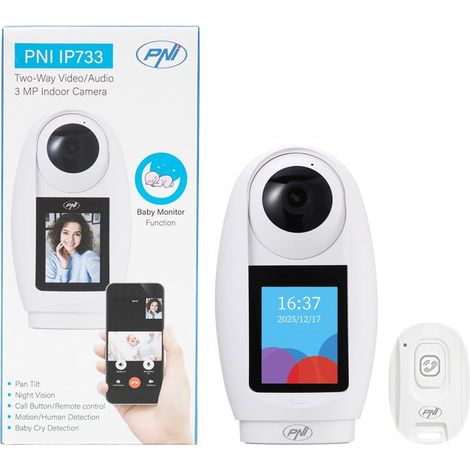 Caméra de surveillance vidéo - PNI - PNI-IP733 - 3MP (2304x1296) - Audio bidirectionnel - Écran IPS 2,4" (1/4)
