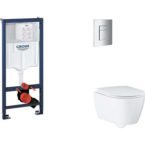 Grohe Rapid SL - Juego de instalación pre-pared, inodoro, asiento SoftClose y botón Skate Cosmopolitan, cromado SANI11BB2122 (1/5)