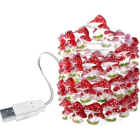 Luminaire Champignon - Guirlande Lumineuse USB - Étanche - Décoration Intérieure Extérieure - Pour Chambre Salon Fête Noël Pâques - 1 Pièce (1/5)