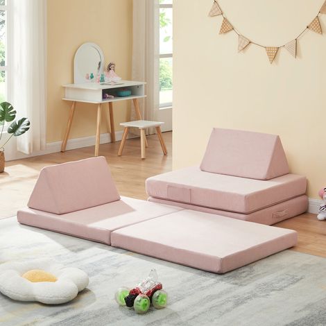Spielsofa Norhulta 5-tlg. 150x66x46 cm Cord Rosa [en.casa]