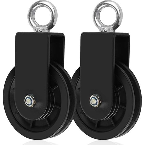 2 Pcs Pulley with U-Shaped Retaining Bracket, Block Pulleys, 360° Cable Pulley for Swing Accessories (1/5)