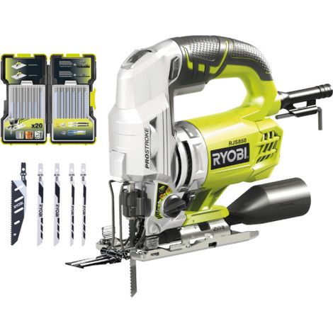 Pack RYOBI Scie sauteuse pendulaire RJS850KA5 - 600W - 85mm - lot de 5 lames - coffret de 20 lames - bois - métal - 75-100mm - RAK20JB (1/5)