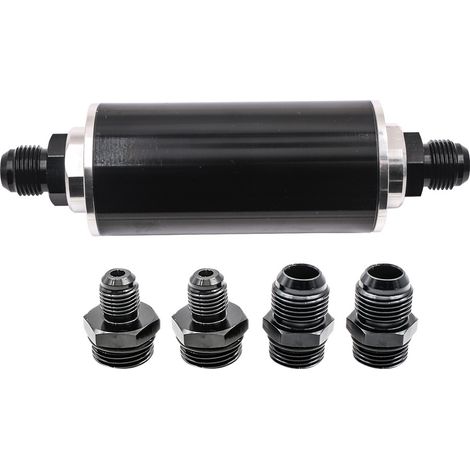 Universeller 100-Mikron-An6-Aluminium-Kraftstoff-Inline-Benzinfilter mit hohem Durchfluss für PKW, LKW, Schwarz (1/5)